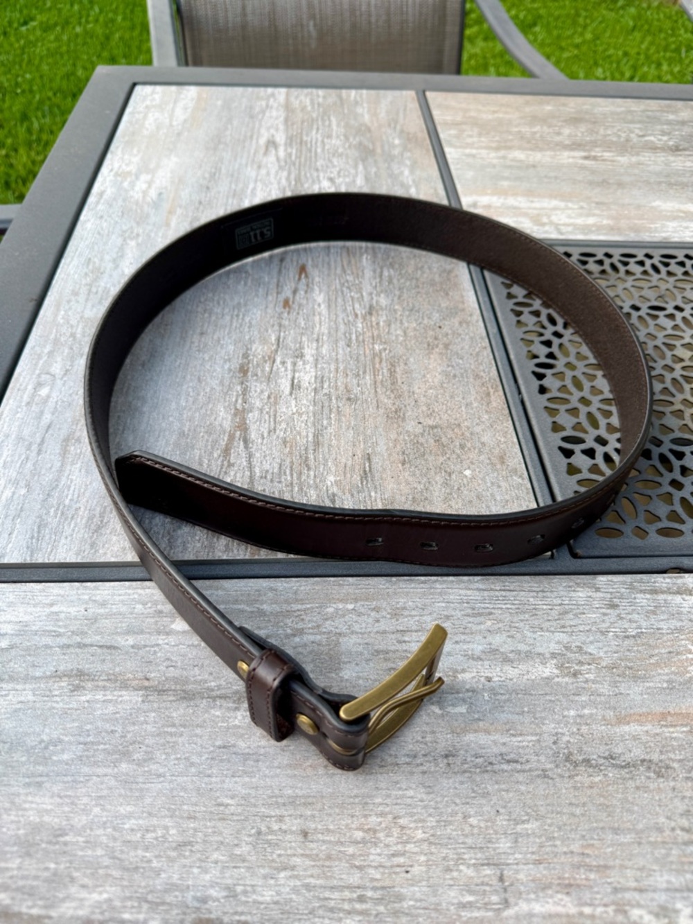 5.11 Tactical Brown Leather Belt with Brass-Tone Buckle
